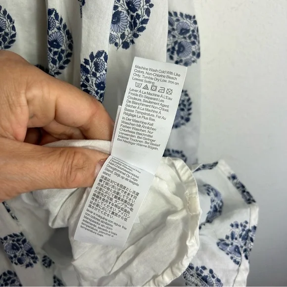 Crew Cuts J.Crew girls Dress Girls 10 indigo blue white puff sleeves batik print - Picture 9 of 13